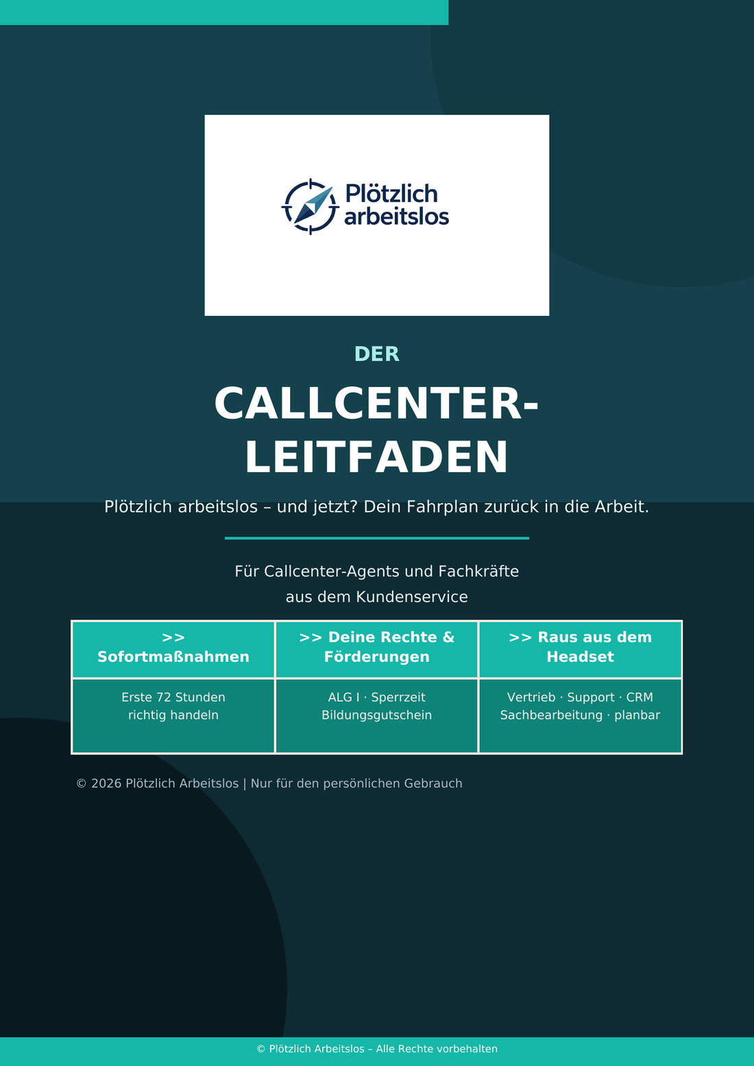 Cover des Leitfadens Plötzlich arbeitslos als Callcenter-Agent – Dein 30-Tage-Notfallplan