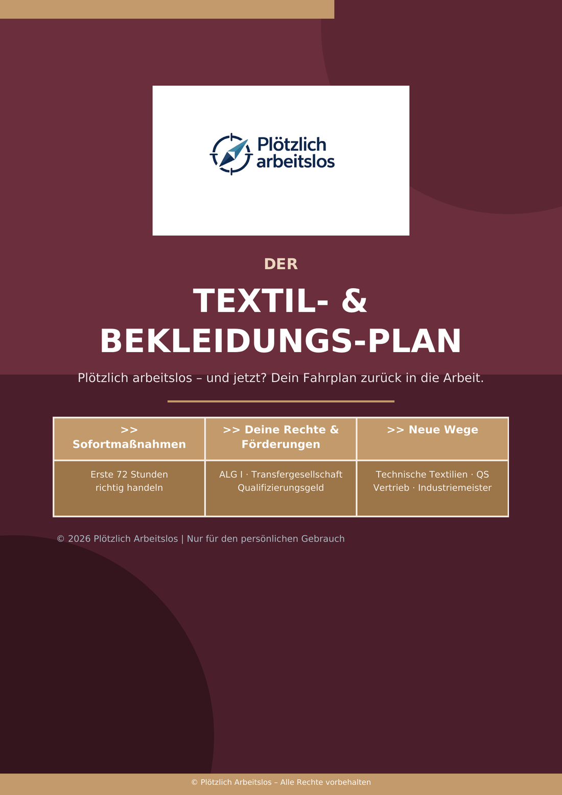 Cover des Leitfadens Plötzlich arbeitslos in der Textilindustrie – Dein 30-Tage-Notfallplan