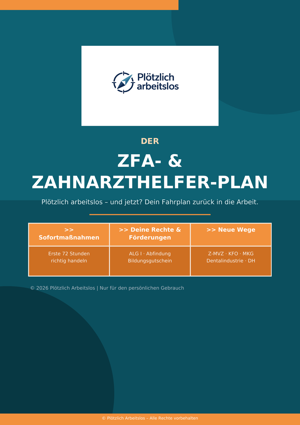 Cover Leitfaden Plötzlich arbeitslos als Zahnmedizinische Fachangestellte (ZFA) – 30-Tage-Notfallplan