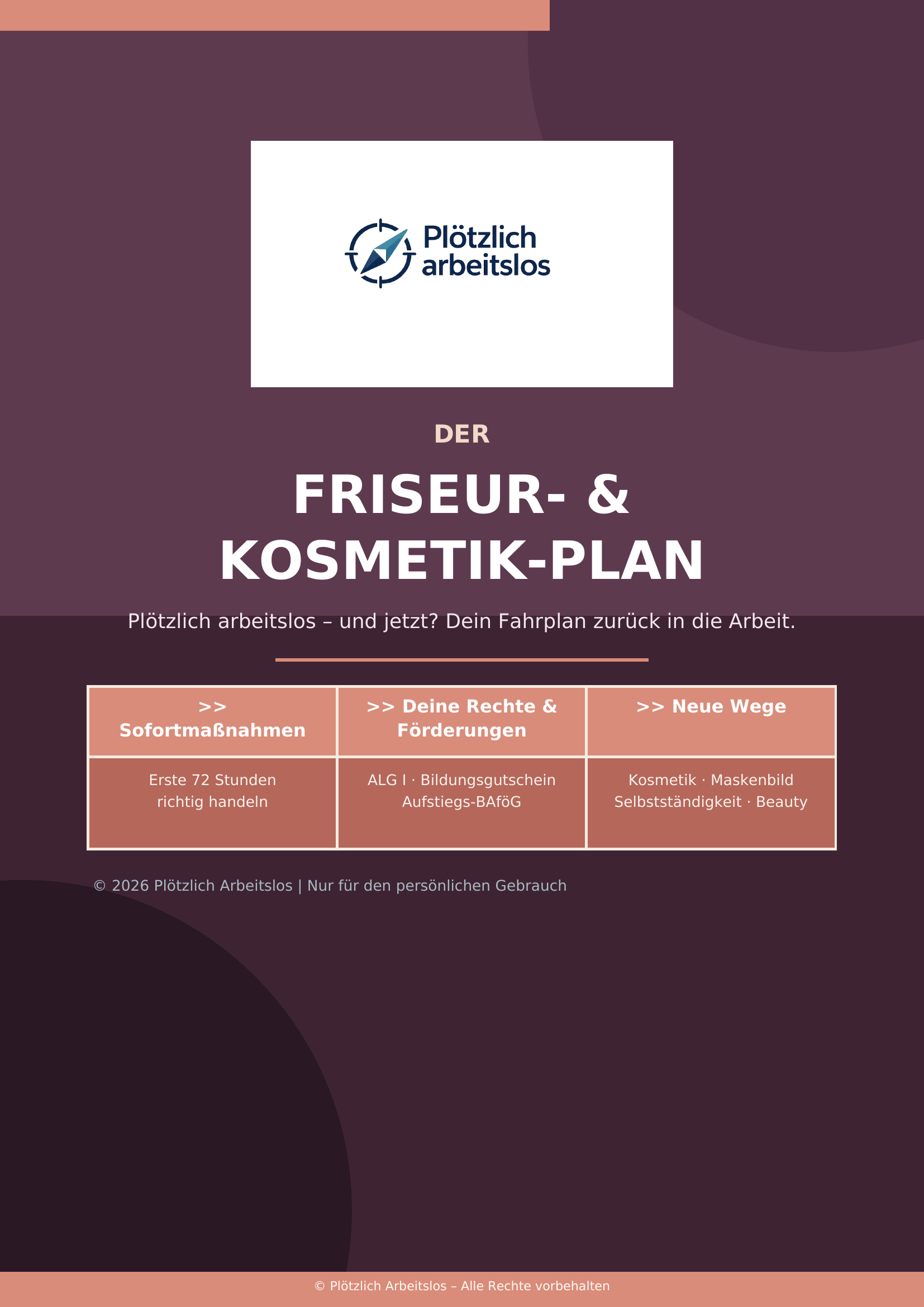 Cover des Leitfadens Plötzlich arbeitslos als Friseur – Dein 30-Tage-Notfallplan