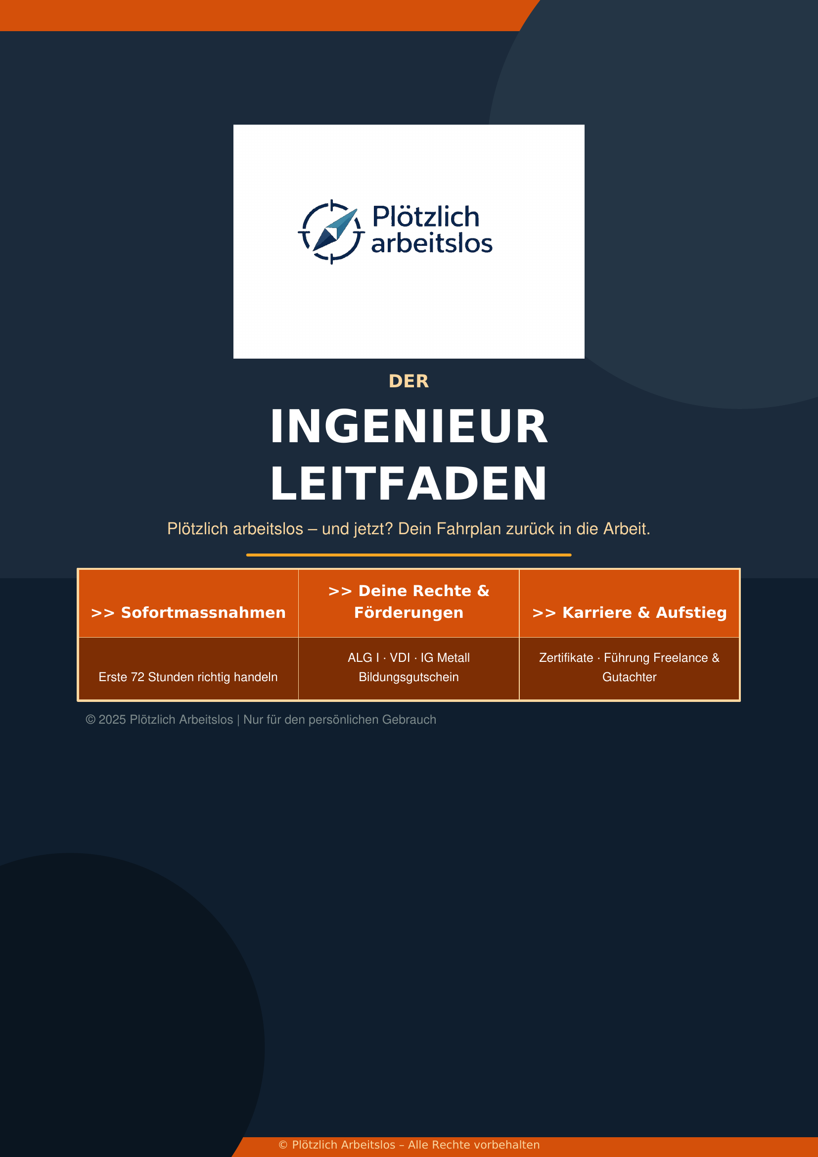 Cover des Ingenieur-Leitfadens – Plötzlich arbeitslos als Ingenieur: Dein 30-Tage-Notfallplan