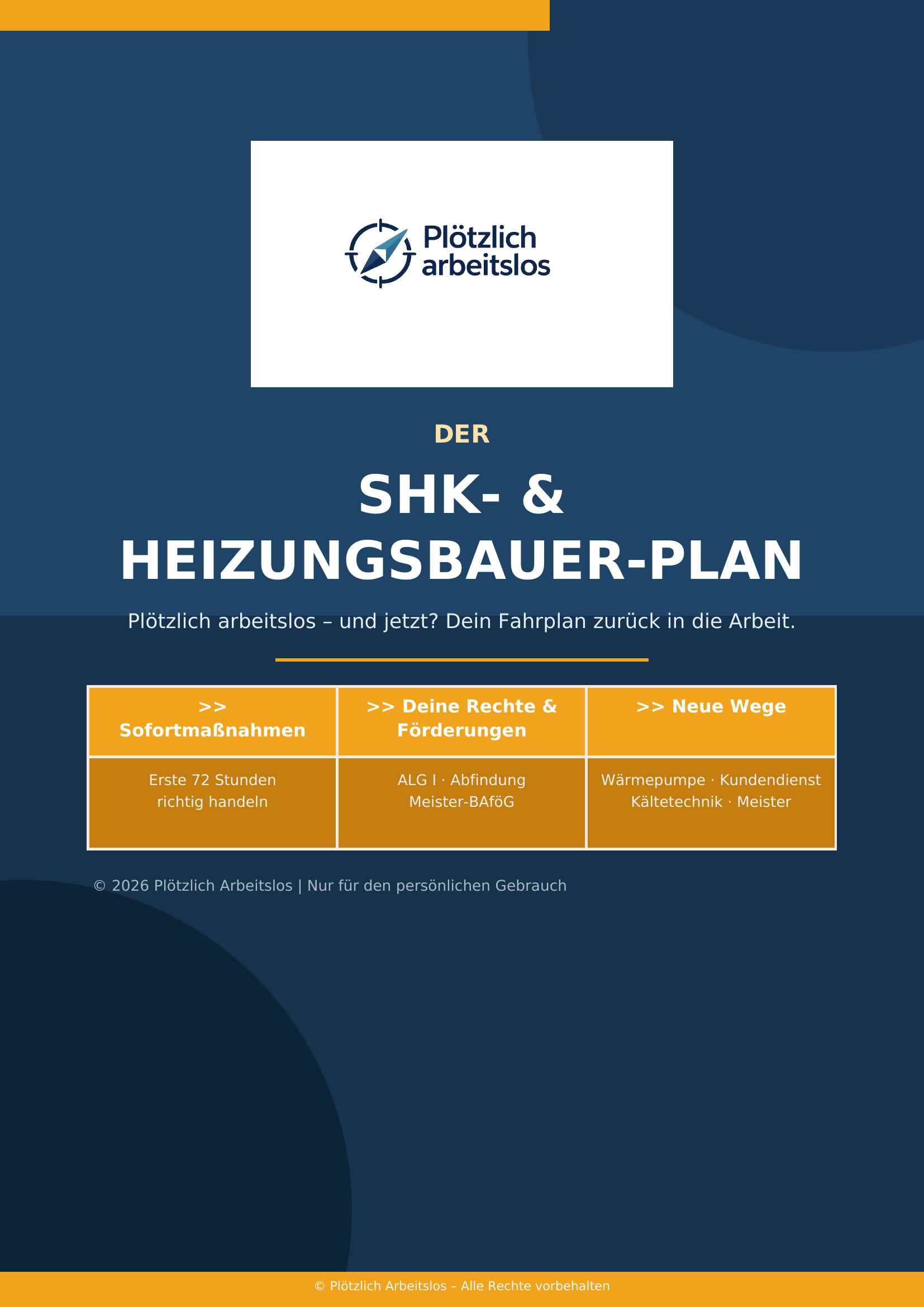 Cover Leitfaden Plötzlich arbeitslos als Anlagenmechaniker SHK / Heizungsbauer – 30-Tage-Notfallplan